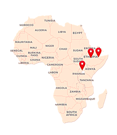 Our offices in Addis Ababa, Kampala, and Hargeisa